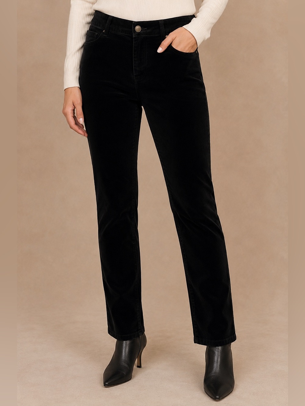 Talbots Black Straight Leg Velvet Pants